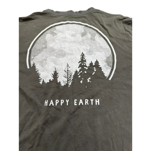 "HAPPY EARTH" Conscious Cotton Organic Shirt Unisex SZ S Gray Full Back Graphics - Picture 7 of 7